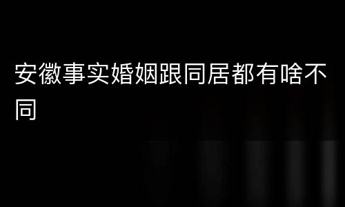 安徽事实婚姻跟同居都有啥不同