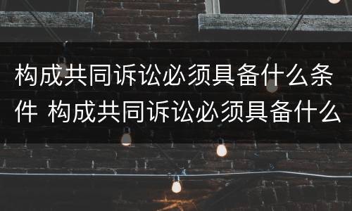 构成共同诉讼必须具备什么条件 构成共同诉讼必须具备什么条件呢