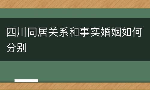 四川同居关系和事实婚姻如何分别