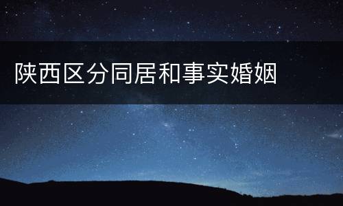 陕西区分同居和事实婚姻