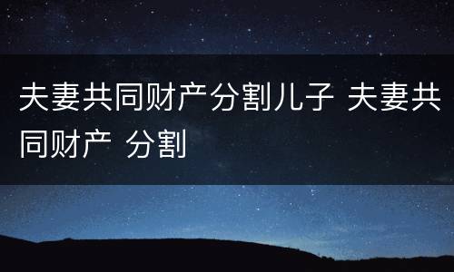夫妻共同财产分割儿子 夫妻共同财产 分割