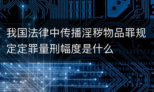 我国法律中传播淫秽物品罪规定定罪量刑幅度是什么