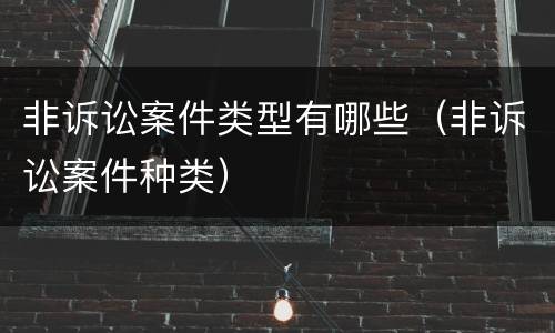 非诉讼案件类型有哪些（非诉讼案件种类）