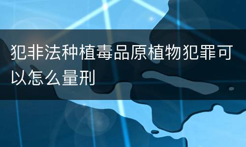 犯非法种植毒品原植物犯罪可以怎么量刑