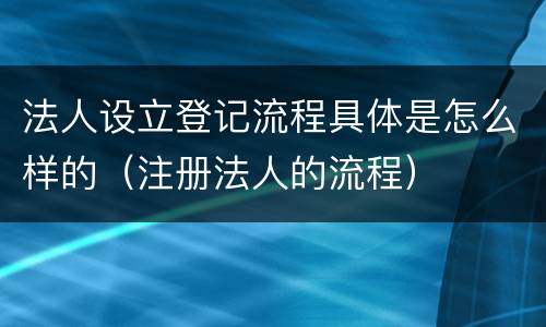 法人设立登记流程具体是怎么样的（注册法人的流程）