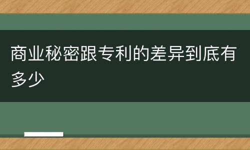 商业秘密跟专利的差异到底有多少