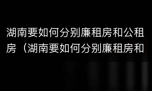 湖南要如何分别廉租房和公租房（湖南要如何分别廉租房和公租房呢）