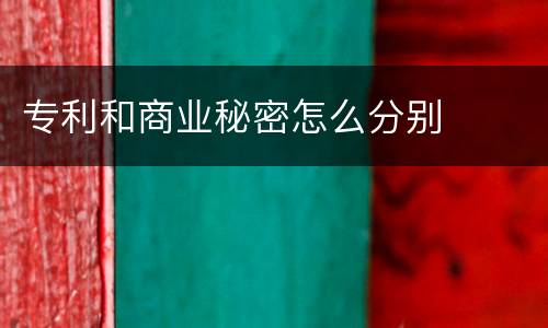 专利和商业秘密怎么分别