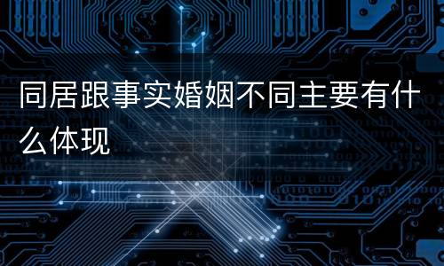 同居跟事实婚姻不同主要有什么体现