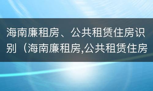 海南廉租房、公共租赁住房识别（海南廉租房,公共租赁住房识别码是什么）