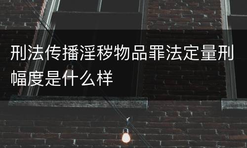 刑法传播淫秽物品罪法定量刑幅度是什么样