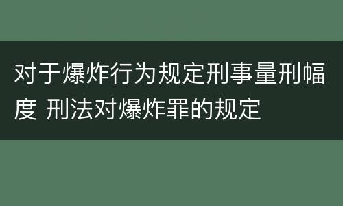 对于爆炸行为规定刑事量刑幅度 刑法对爆炸罪的规定
