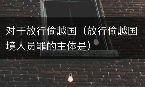 对于放行偷越国（放行偷越国境人员罪的主体是）