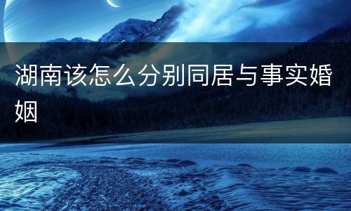 湖南该怎么分别同居与事实婚姻