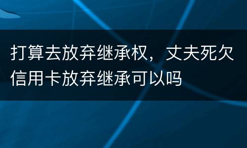 打算去放弃继承权，丈夫死欠信用卡放弃继承可以吗