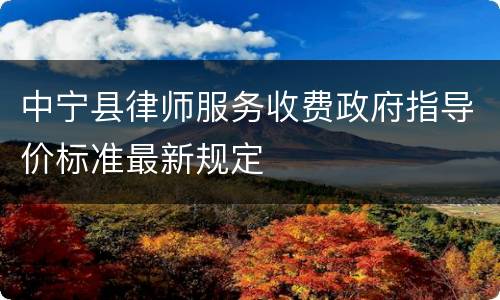 中宁县律师服务收费政府指导价标准最新规定