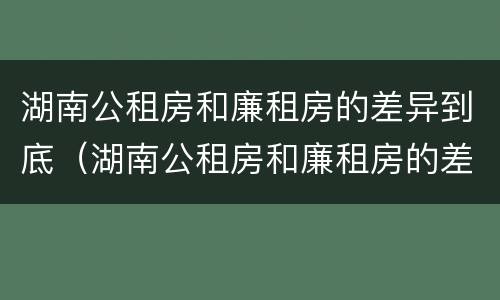 湖南公租房和廉租房的差异到底（湖南公租房和廉租房的差异到底有多大）