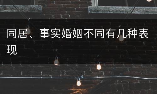 同居、事实婚姻不同有几种表现