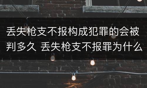 丢失枪支不报构成犯罪的会被判多久 丢失枪支不报罪为什么是结果犯