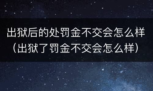 出狱后的处罚金不交会怎么样（出狱了罚金不交会怎么样）