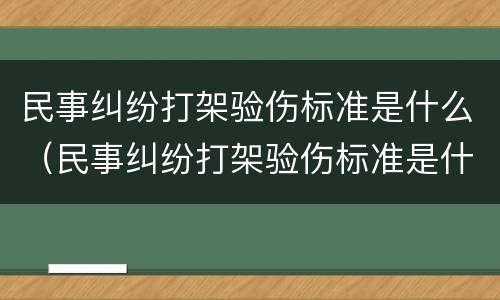 民事纠纷打架验伤标准是什么（民事纠纷打架验伤标准是什么意思）