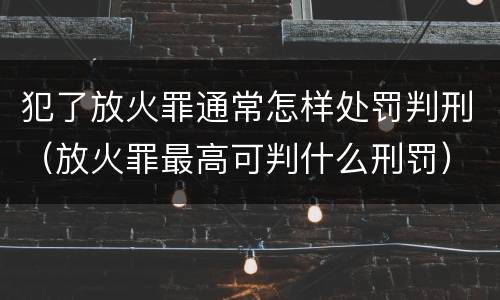 犯了放火罪通常怎样处罚判刑（放火罪最高可判什么刑罚）
