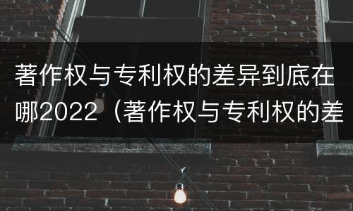 著作权与专利权的差异到底在哪2022（著作权与专利权的差异到底在哪2022年）