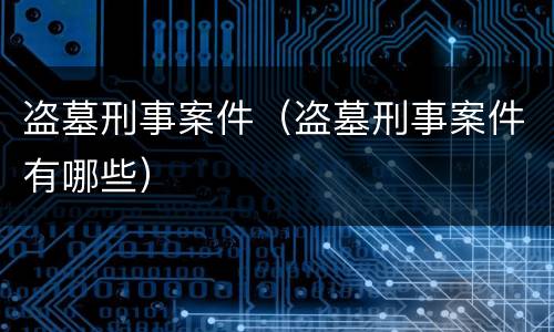 盗墓刑事案件（盗墓刑事案件有哪些）