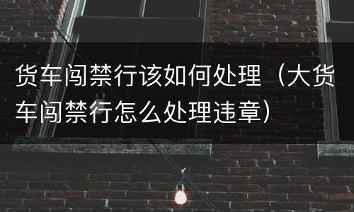 货车闯禁行该如何处理（大货车闯禁行怎么处理违章）