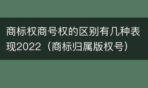 商标权商号权的区别有几种表现2022（商标归属版权号）