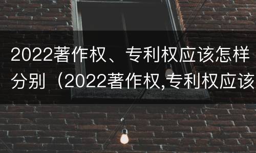 2022著作权、专利权应该怎样分别（2022著作权,专利权应该怎样分别使用）