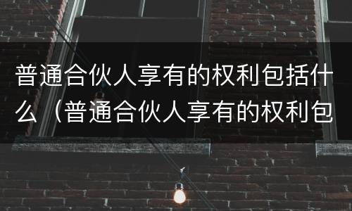 普通合伙人享有的权利包括什么（普通合伙人享有的权利包括什么内容）