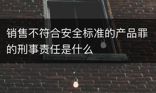 销售不符合安全标准的产品罪的刑事责任是什么