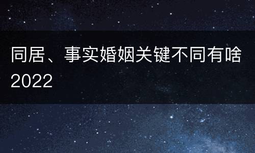 同居、事实婚姻关键不同有啥2022