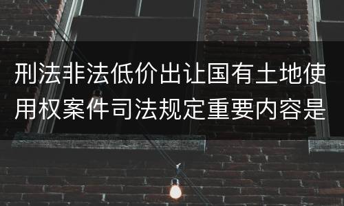 刑法非法低价出让国有土地使用权案件司法规定重要内容是什么
