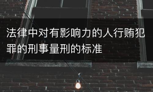 法律中对有影响力的人行贿犯罪的刑事量刑的标准