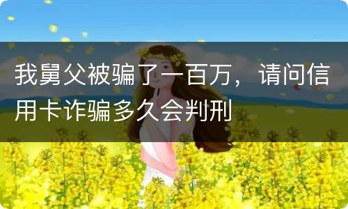 我舅父被骗了一百万，请问信用卡诈骗多久会判刑