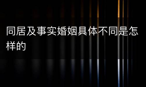 同居及事实婚姻具体不同是怎样的