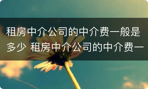 租房中介公司的中介费一般是多少 租房中介公司的中介费一般是多少钱