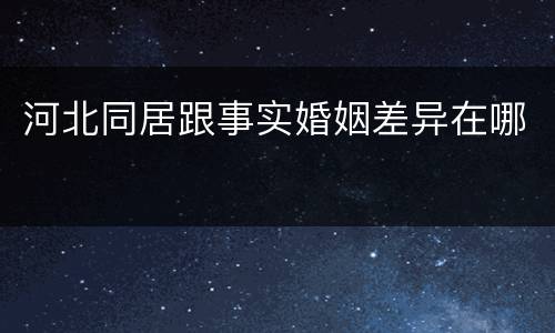 河北同居跟事实婚姻差异在哪