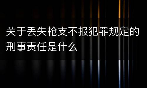 关于丢失枪支不报犯罪规定的刑事责任是什么