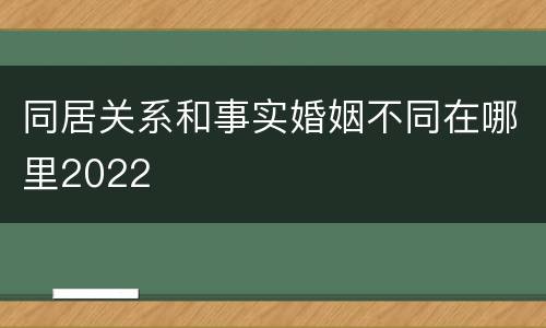 同居关系和事实婚姻不同在哪里2022