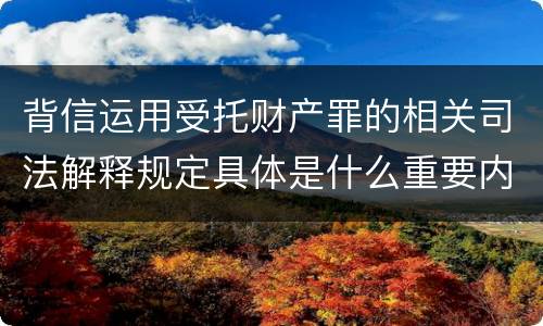背信运用受托财产罪的相关司法解释规定具体是什么重要内容