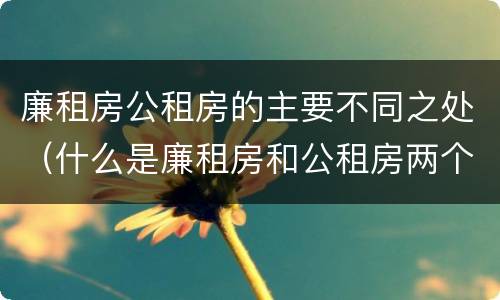 廉租房公租房的主要不同之处（什么是廉租房和公租房两个有什么特点）