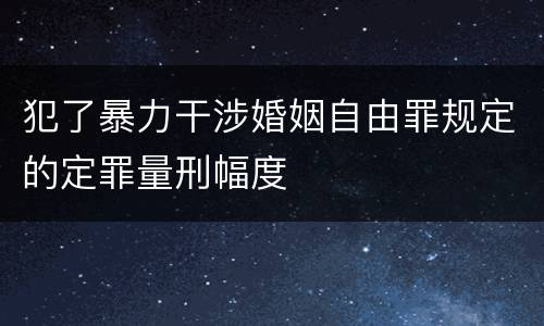 犯了暴力干涉婚姻自由罪规定的定罪量刑幅度