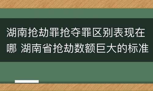 湖南抢劫罪抢夺罪区别表现在哪 湖南省抢劫数额巨大的标准