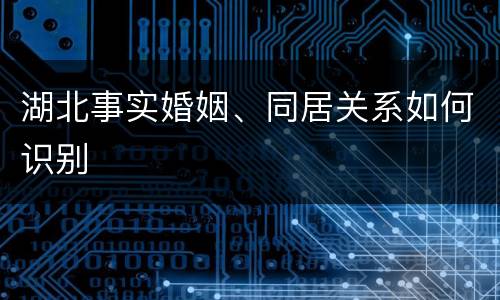 湖北事实婚姻、同居关系如何识别