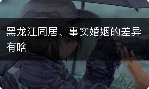 黑龙江同居、事实婚姻的差异有啥