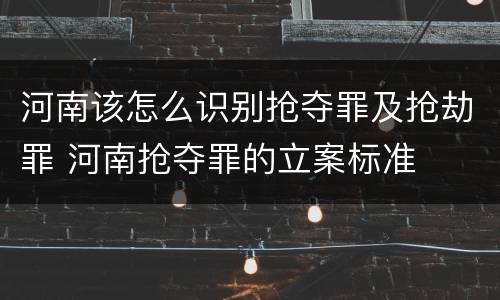 河南该怎么识别抢夺罪及抢劫罪 河南抢夺罪的立案标准