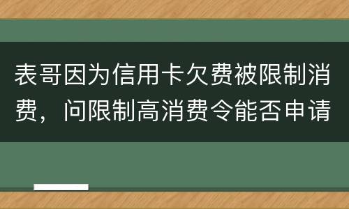 表哥因为信用卡欠费被限制消费，问限制高消费令能否申请复议